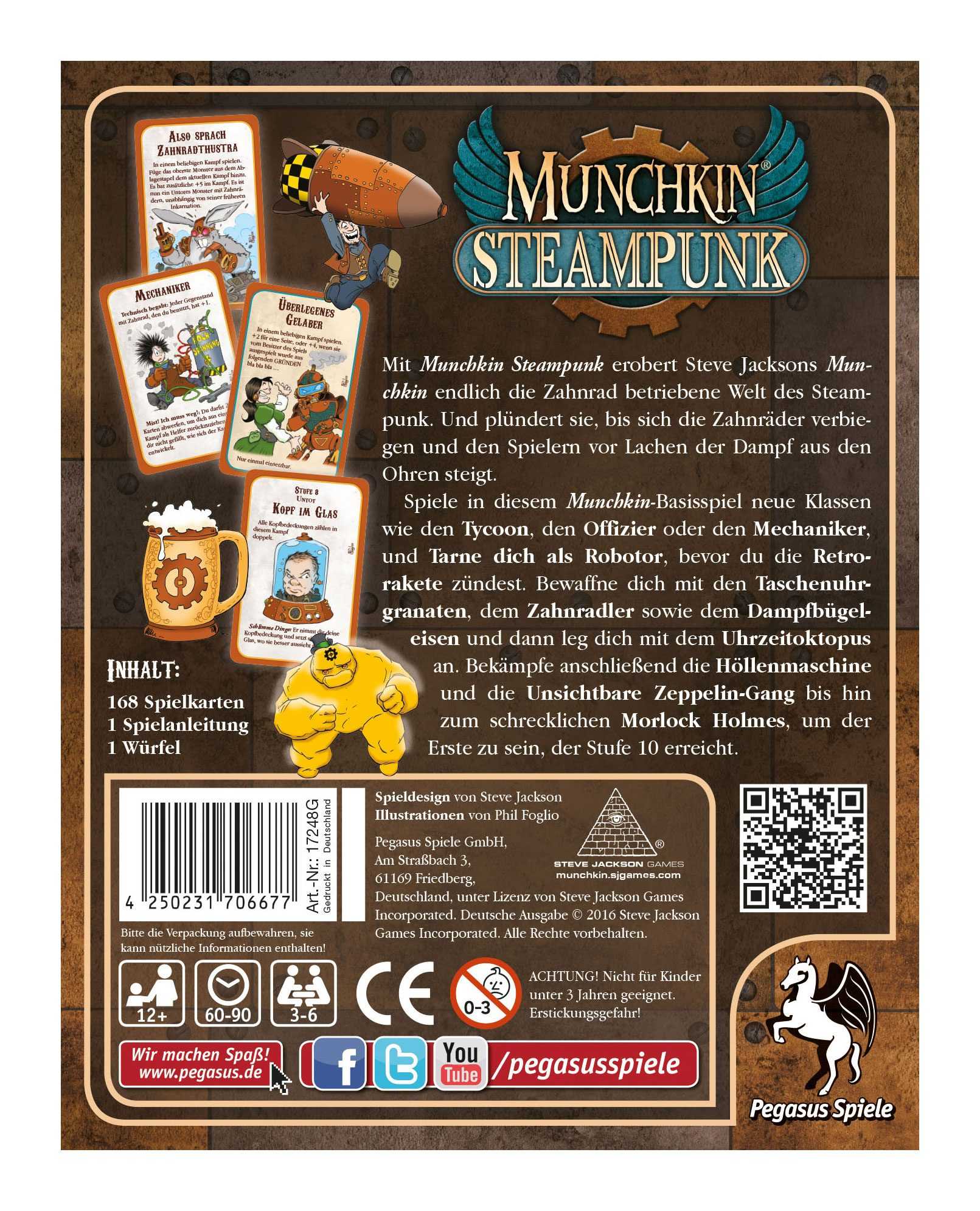 Jeux de cartes - Munchkin Steampunk jeu de cartes *ALLEMAND*--Pegasus 