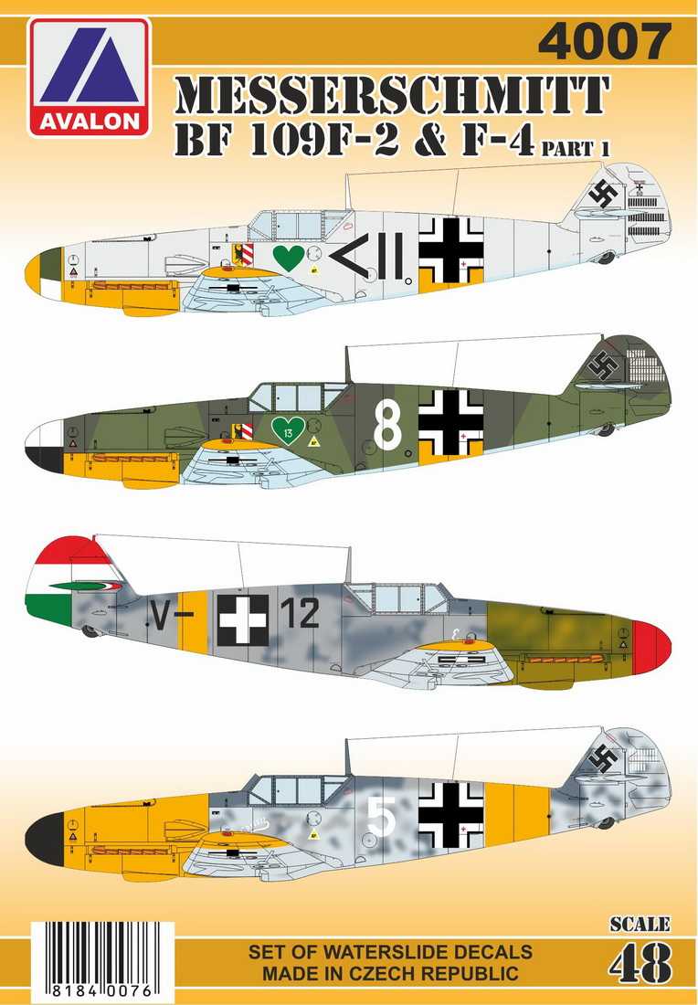 Accessoires - Décal Messerschmitt Bf-109F-2/4, Pt.1 (8 schémas de camo