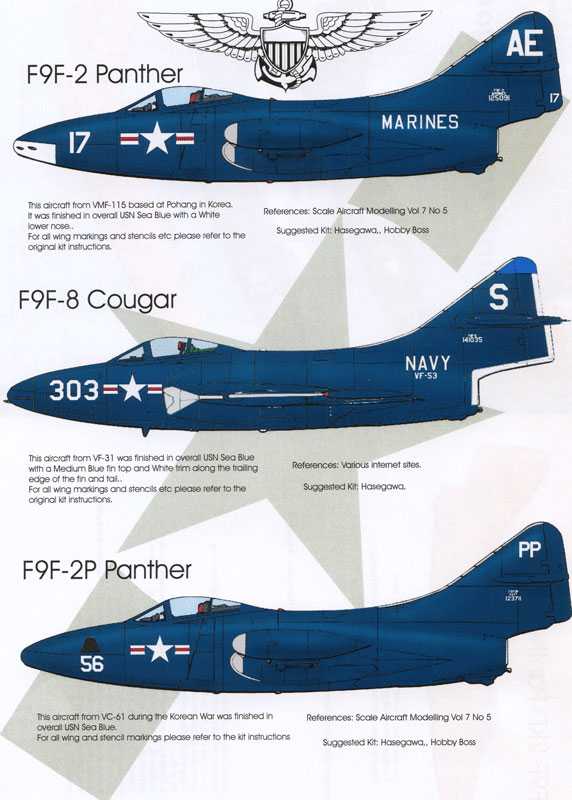 Accessoires - Décal Grumman Panthers & CougarsF9F-2 Panther 125091 AE 