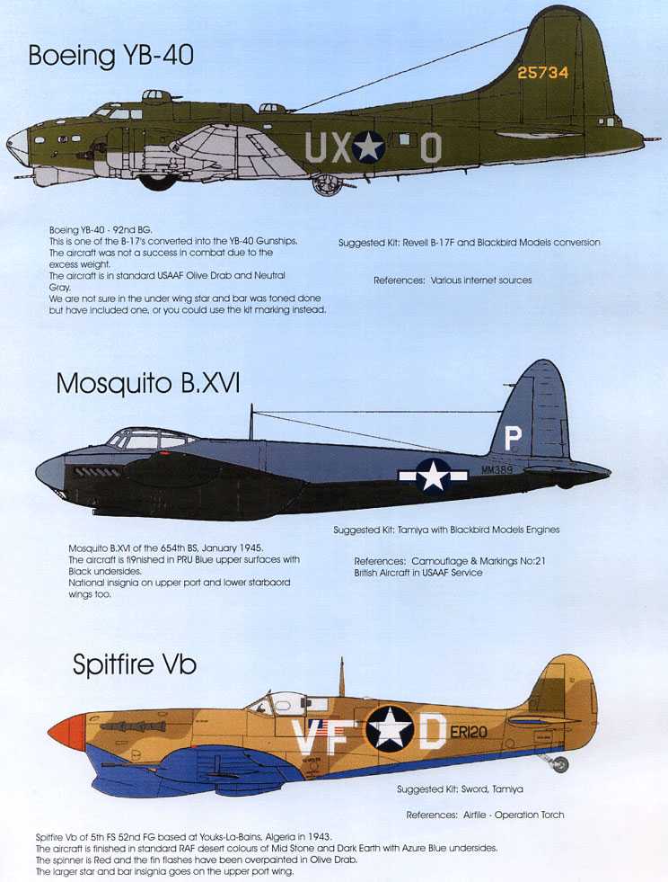 Accessoires - Décal USAAF à War Pt: 1Boëring YB-40 Forteresse volante 