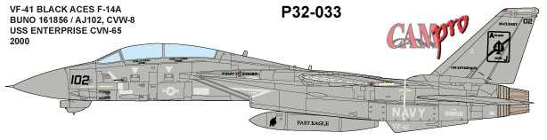 Accessoires - Décal Grumman F-14A Tomcat VF-41 NOIR ACES- 1/32-CAM PRO