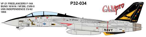 Accessoires - Décal Grumman F-14A Tomcat VF-21 FREELANCERS- 1/32-CAM P