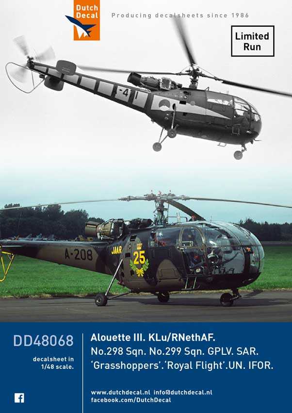 Accessoires - Décal Alouette III KLu / SAR- 1/48 -Dutch Decal