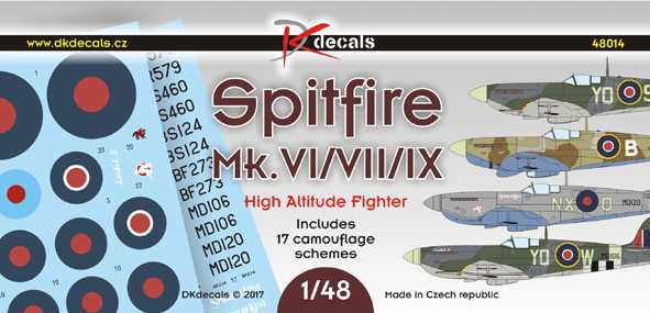 Accessoires - Décal Supermarine Spitfire Mk.VI/Mk.VII/Mk.IX Combattant
