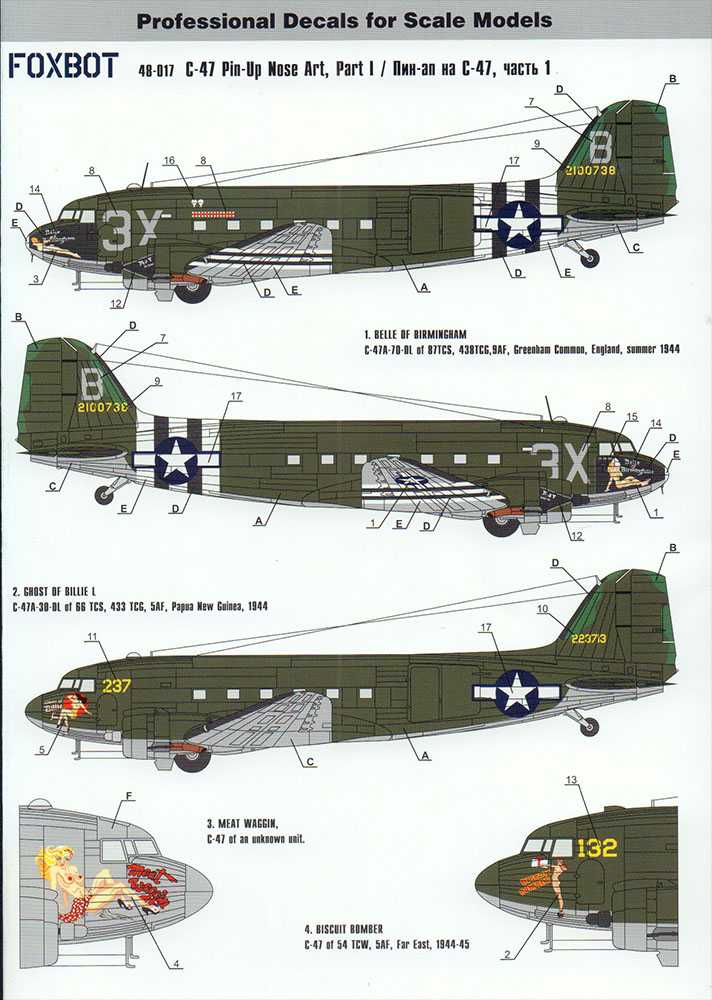 Accessoires - Décal Pin-Up Nose Art Douglas C-47 Part 1 (designed to b