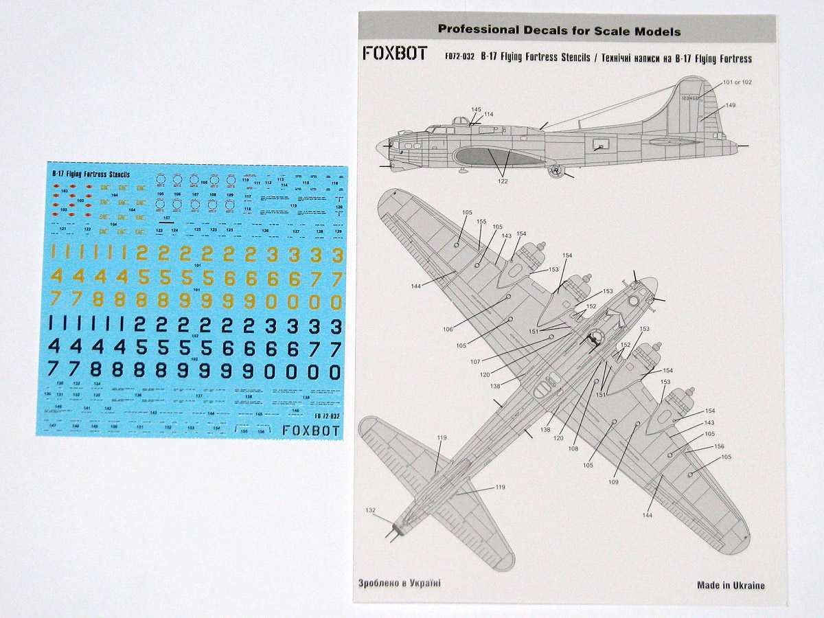 Accessoires - Décal Boeing B-17 Flying Fortress Stencils [B-17E B-17F 