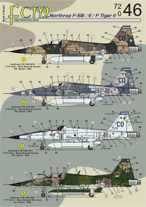 Accessoires - Décal Northrop F-5B/F-5E/F-5F (FAB)-1/72-FCM