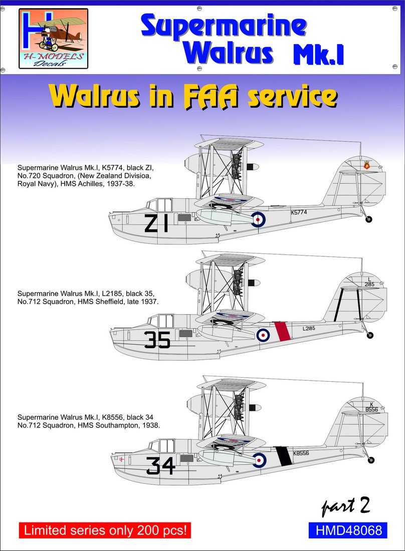 Accessoires - Décal Supermarine Walrus Mk.I/Mk.II in FAA Service, Pt.2