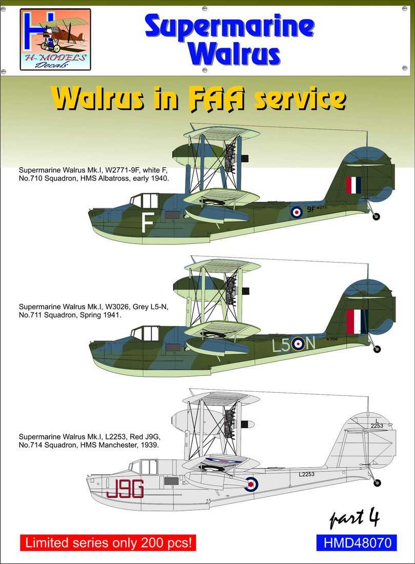 Accessoires - Décal Supermarine Walrus Mk.I/Mk.II in FAA Service, Pt.4