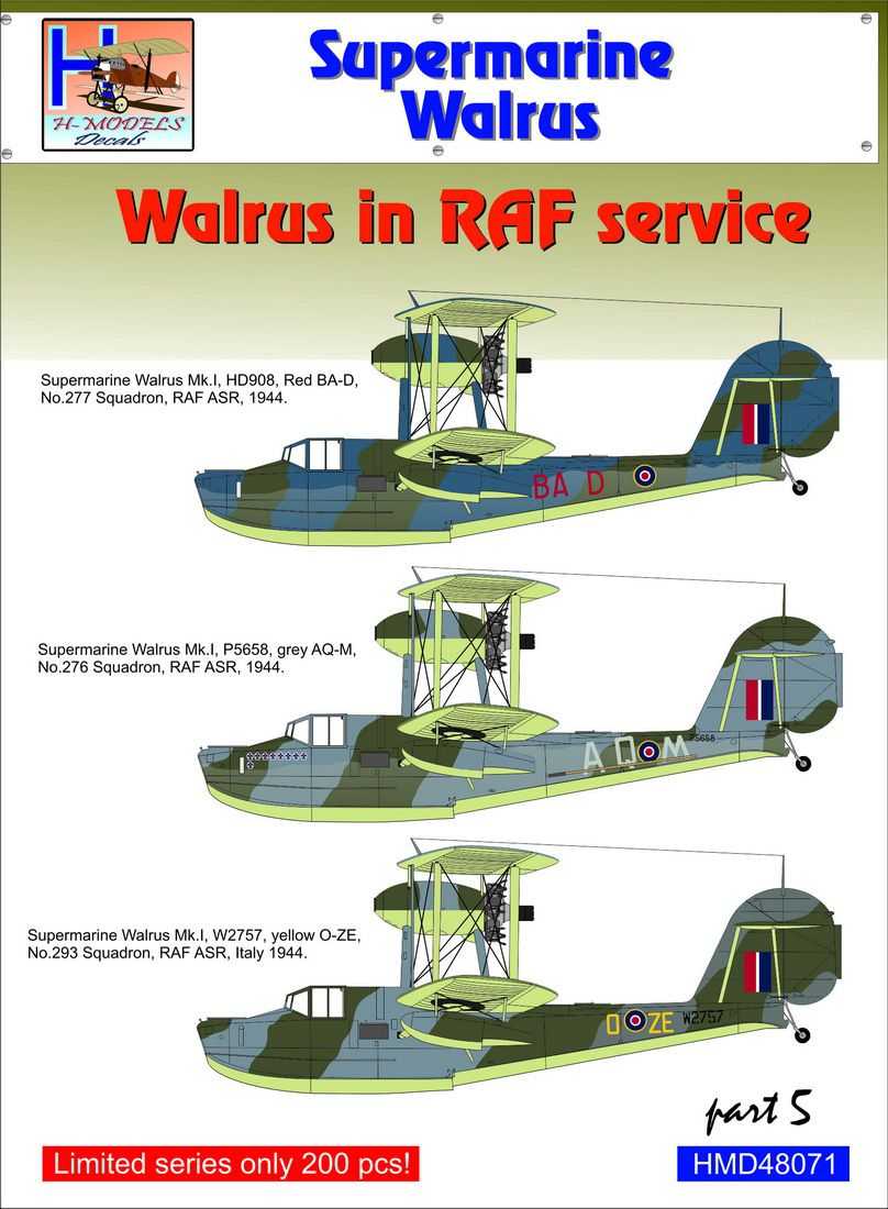 Accessoires - Décal Supermarine Walrus Mk.I/Mk.II in RAF Service, Pt.5