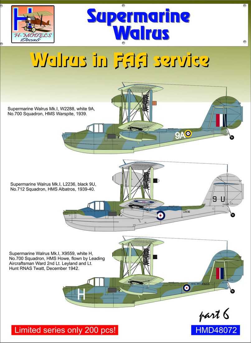 Accessoires - Décal Supermarine Walrus Mk.I/Mk.II in FAA Service, Pt.6