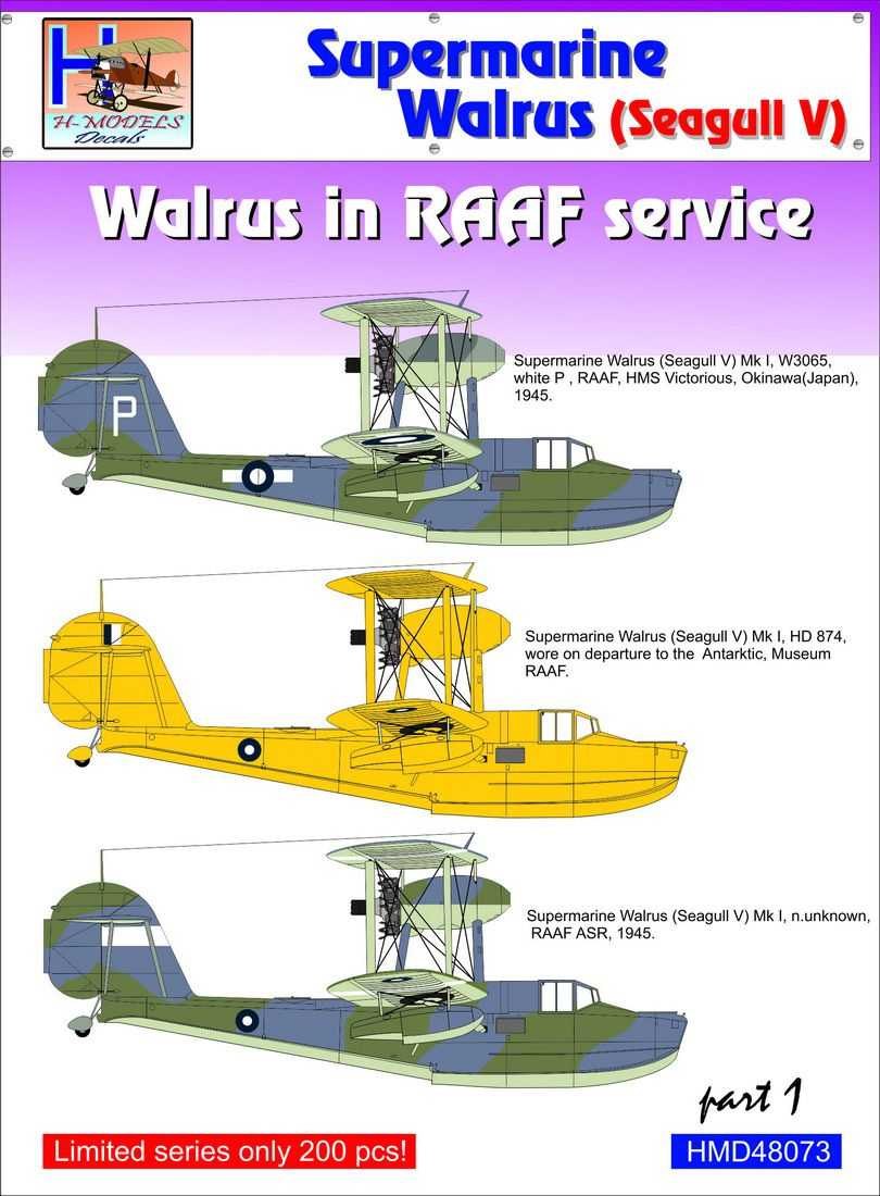 Accessoires - Décal Supermarine Walrus Mk.I/Mk.II/Seagull Mk.V in RAAF