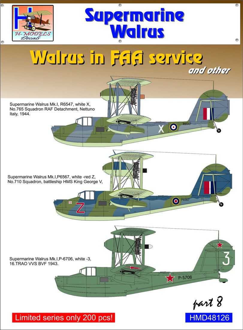 Accessoires - Décal Supermarine Walrus Mk.I / Mk.II dans FAA Service e