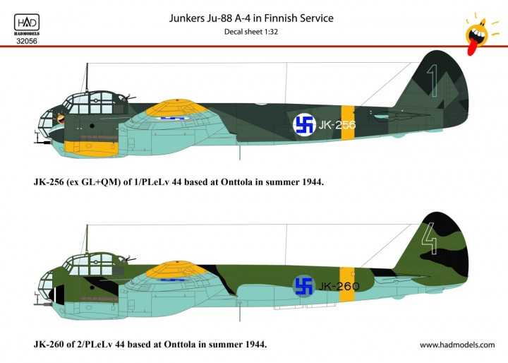 Accessoires - Décal Junkers Ju-88A-4 en service finlandais- 1/32-HAD M
