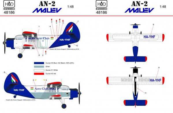 Accessoires - Décal Antonov An-2 MALEV nouvelle peinture- 1/48 -HAD Mo