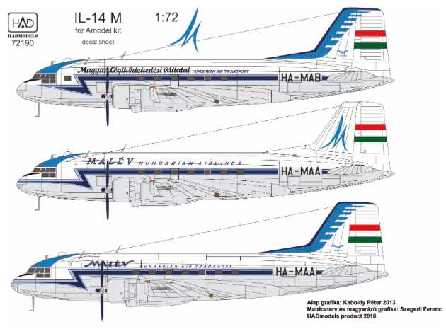 Accessoires - Décal Ilyushin IL-14M Hungarina Air Liner / Transport aé
