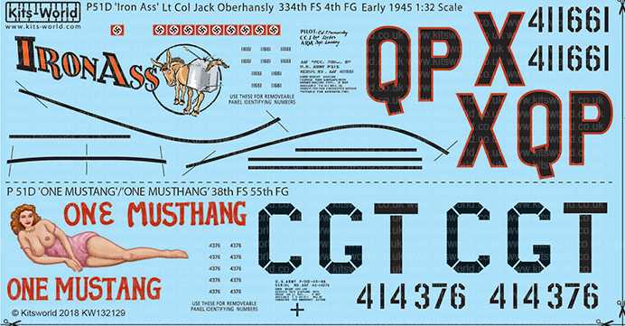 Accessoires - Décal Nord-Américain Mustang P-51D 44-11661 QP-X 'Iron A