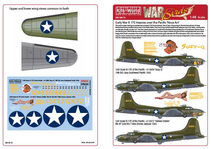Accessoires - Décal Boeing B-17E Forteresse volante du Pacifique - 41-