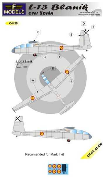 Accessoires - Décal LET L-13 Blanik over Spain (pour les kits Mark I M
