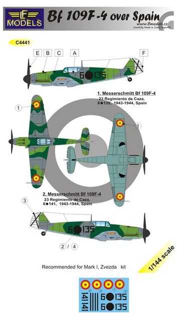 Accessoires - Décal Messerschmitt Bf-109F-4 sur l'Espagne (conçu pour 