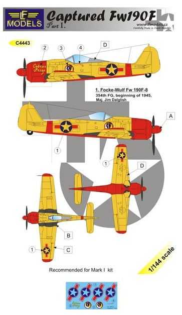 Accessoires - Décal Capturé Focke-Wulf Fw-190F-8 partie 1 (conçu pour 