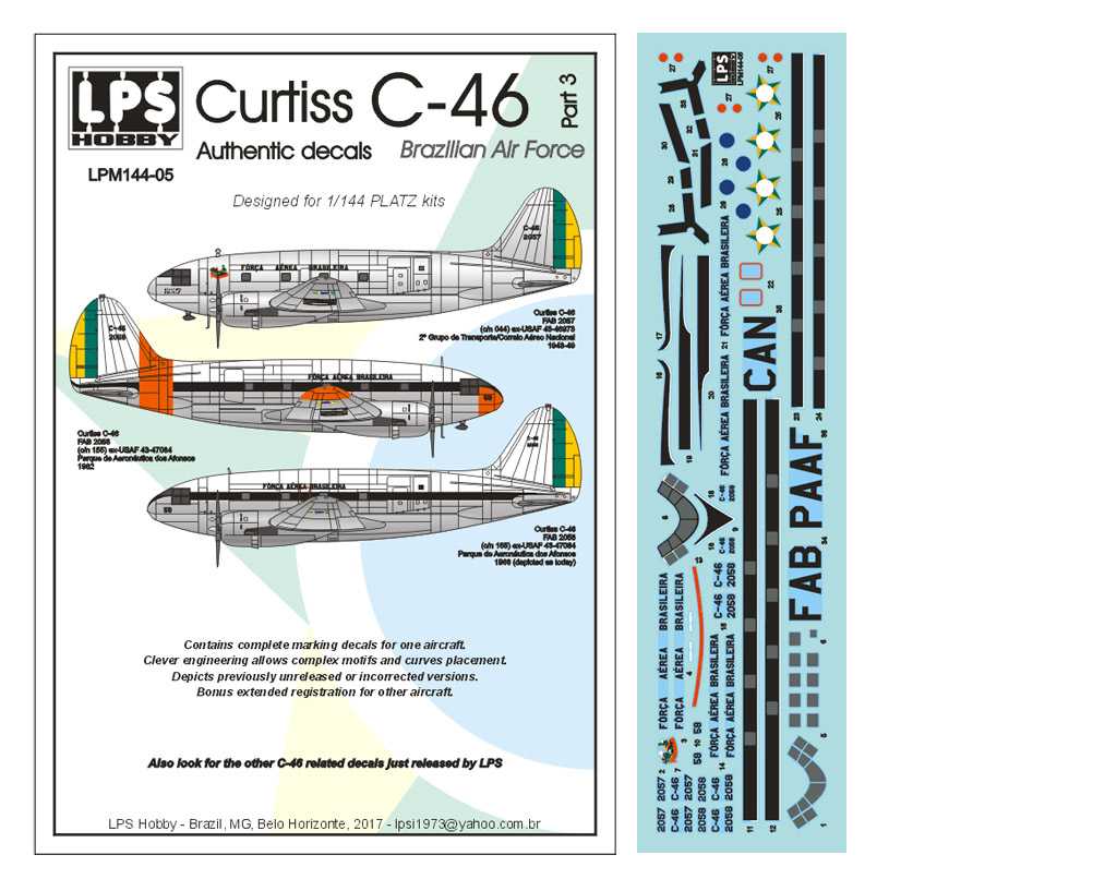 Accessoires - Décal Armée de l'Air brésilienne Curtiss C-46-1/144-LPS