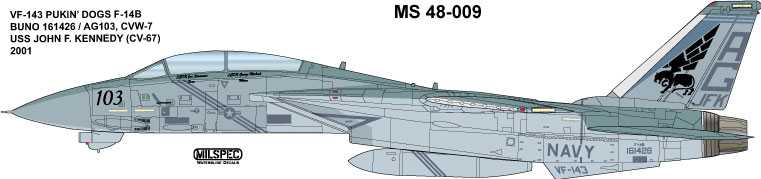 Accessoires - Décal Grumman F-14B Tomcat VF-143 'Pukin' Chiens 2001- 1