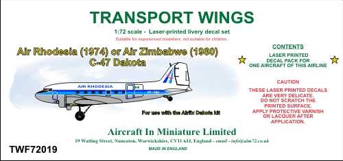 Accessoires - Décal Air Rhodesia (circa 1974) et Air Zimbabwe (circa 1