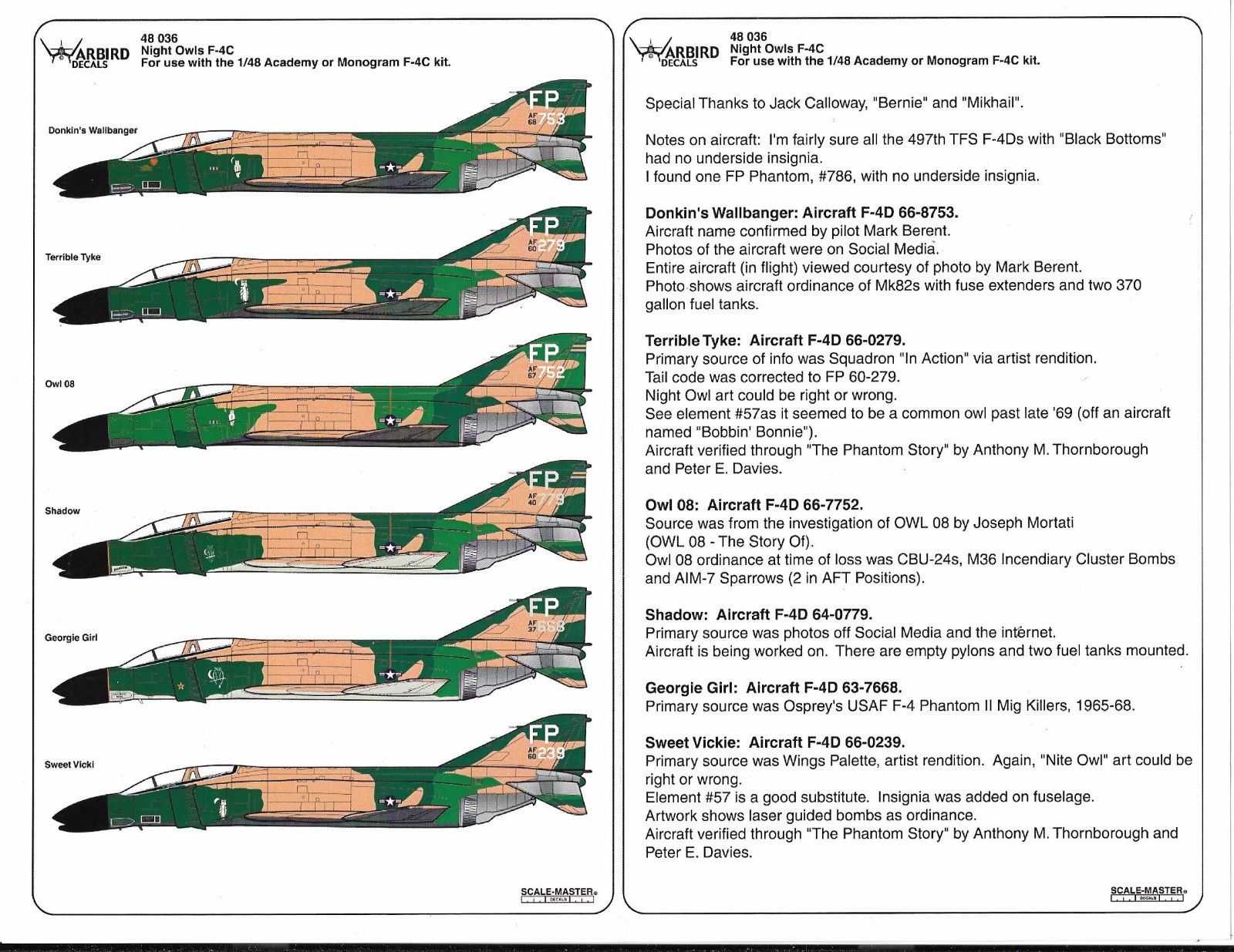 Accessoires - Décal McDonnell F-4D Phantom II 497ème TFS Night Owls-1/
