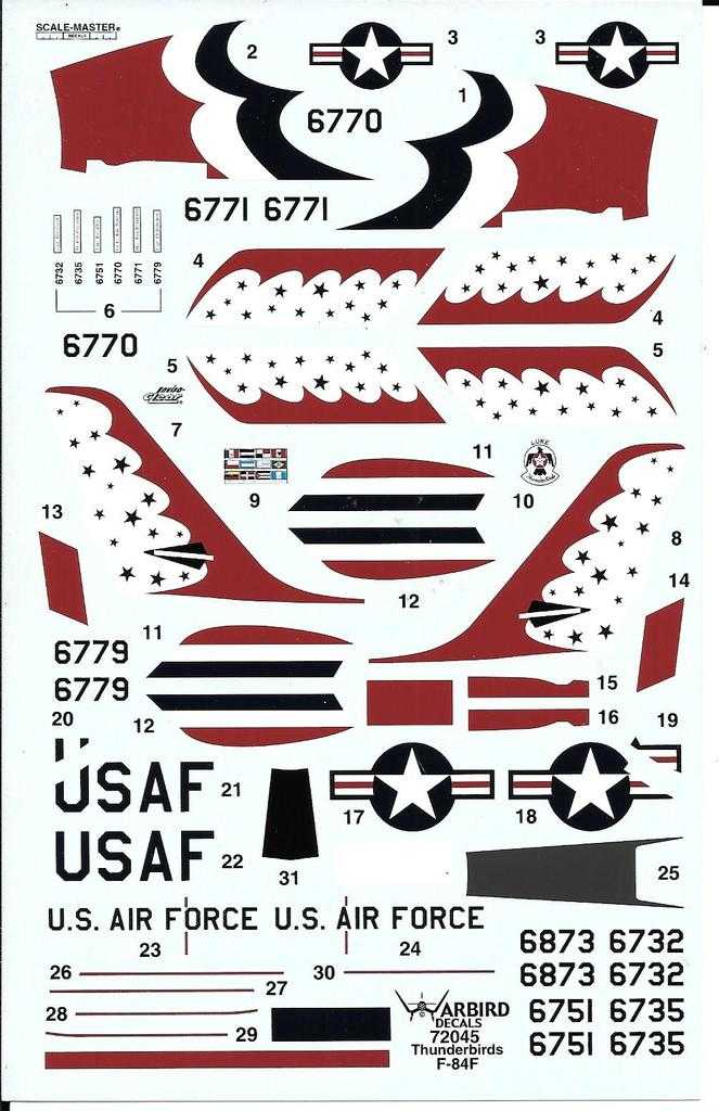 Accessoires - Décal USAF Thunderbirds Republic F-84F Stickers Thunders