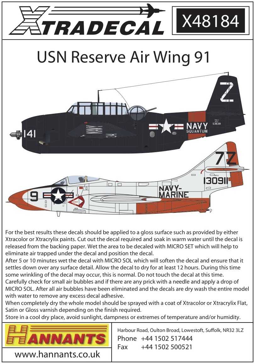 Accessoires - Décal US Navy Reserve Aile d'Air 91 (4) TBM-3E Avenger B