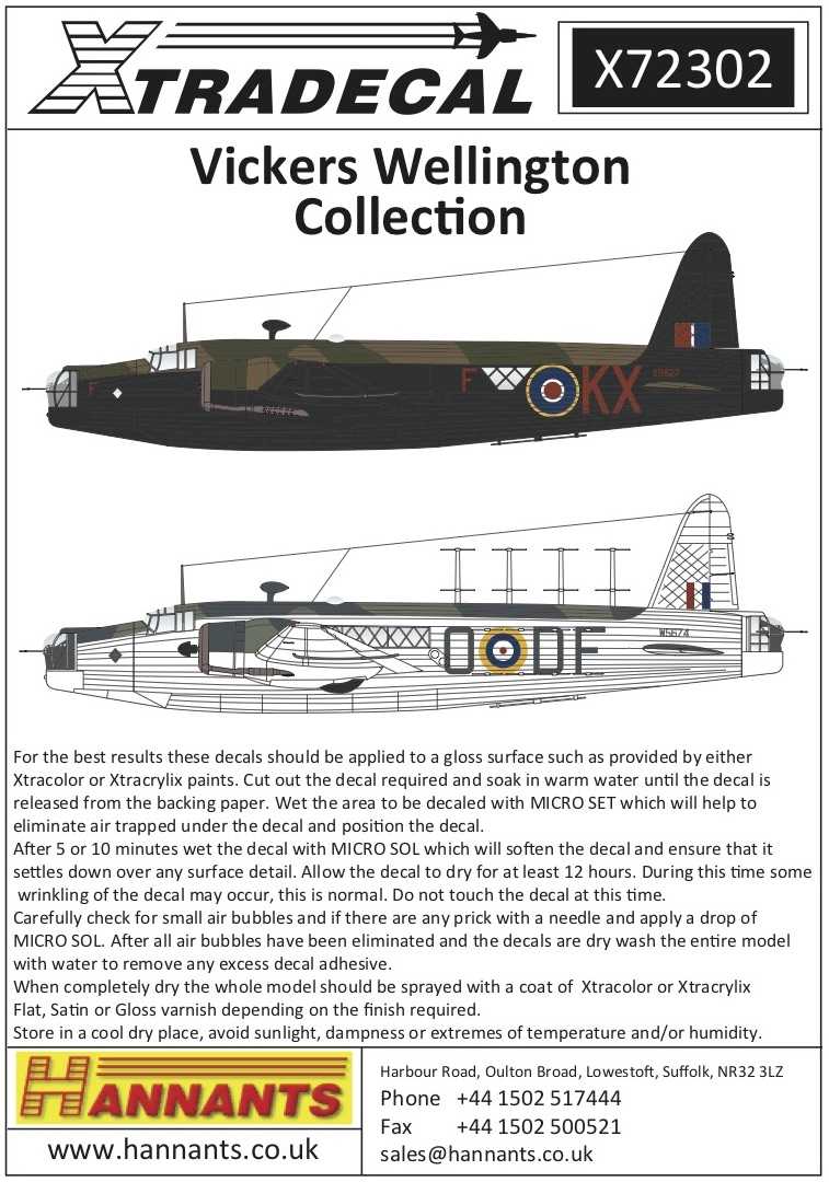 Accessoires - Décal Vickers Wellington Mk.I (8) L4272 LY-G 149 (Inde d