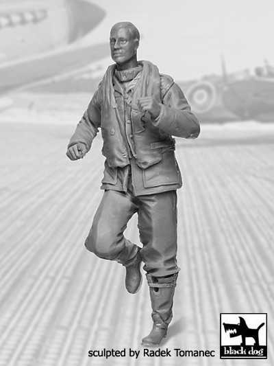Figurines - RAF Fighter Pilot 1940-1945 scrambling N°4- 1/32-Black Dog