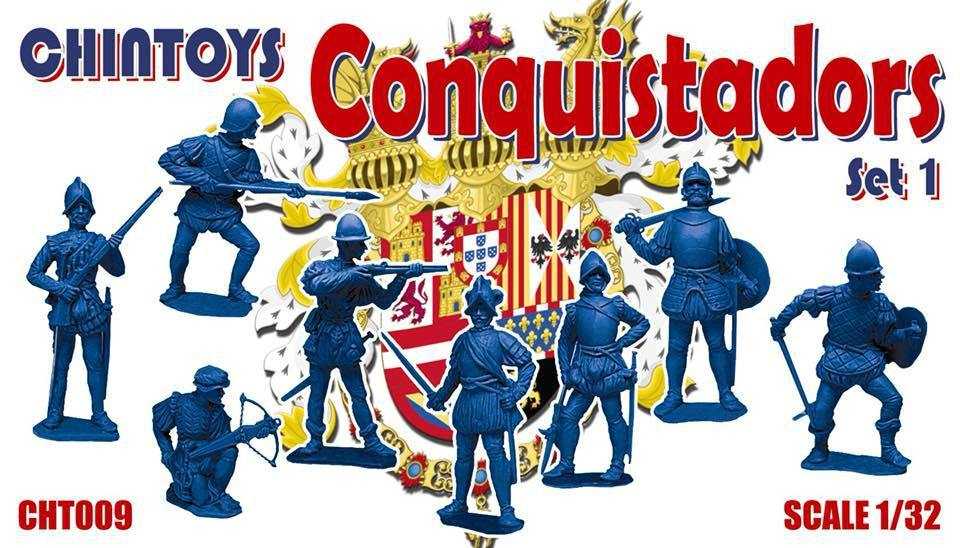 Figurines - Conquistadors. Set 1 (NO BOX. THIS IS POLY BAGGED)- 1/32-C