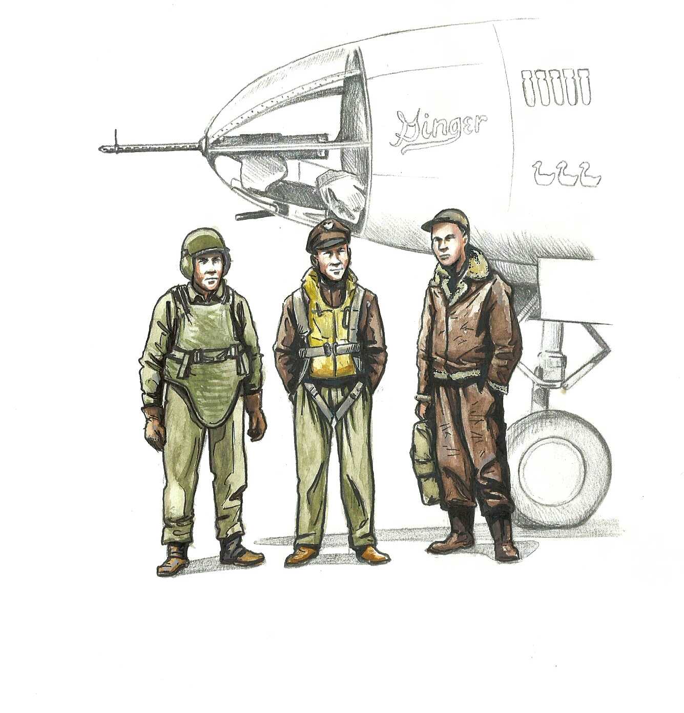 Figurines - WWII US bomber pilot and two gunners-1/72-CMK/Czech Master