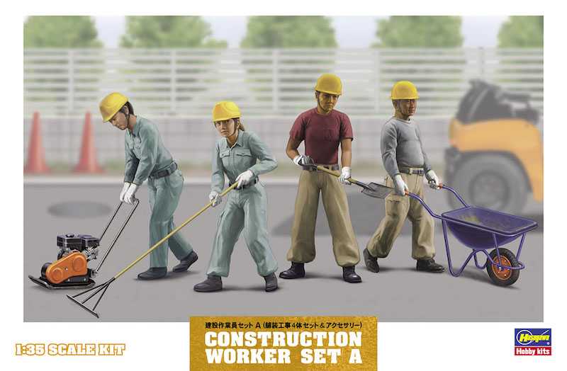 Figurines - Construction Worker Set A- 1/35 -Hasegawa