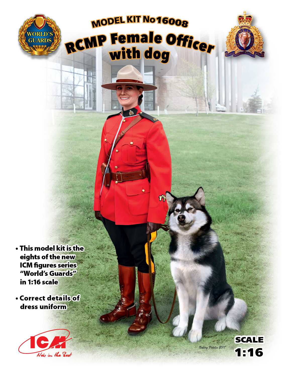 Figurines - RCMP Female Officer with dog (100% new molds)- 1/16 -ICM
