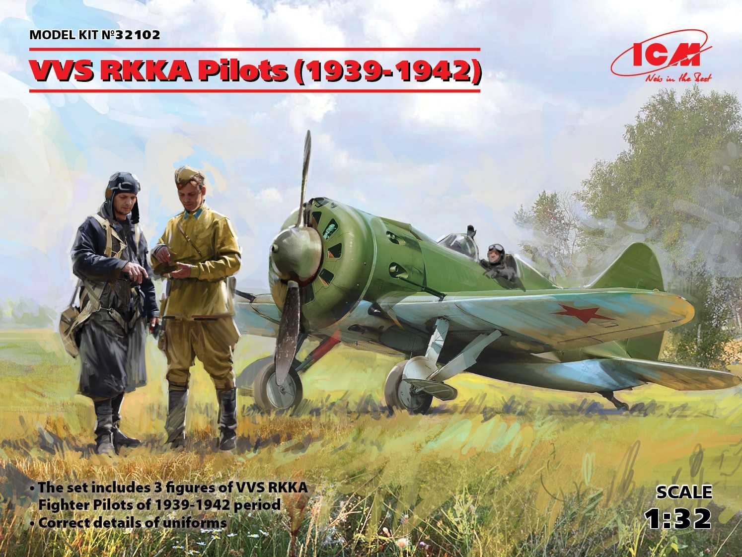 Figurines - VVS RKKA Pilots (1939-1942) (3 figures. 2 standing and 1 s