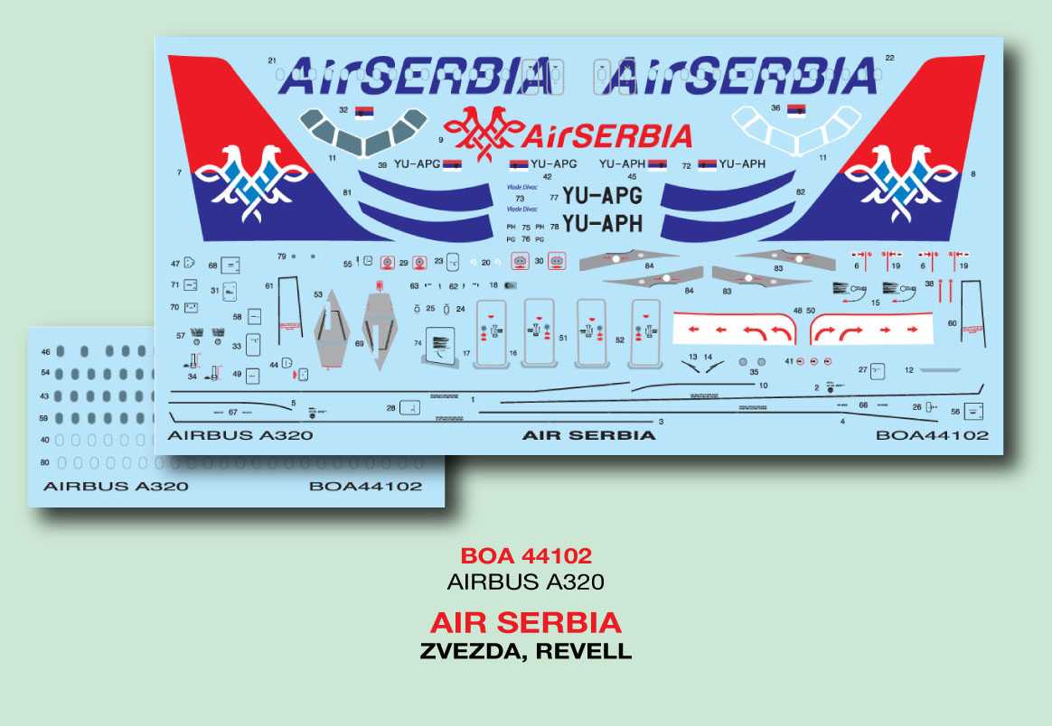 Accessoires - Décal Airbus A320 Air Serbie était 5,99 £. SAUVER TEMPOR