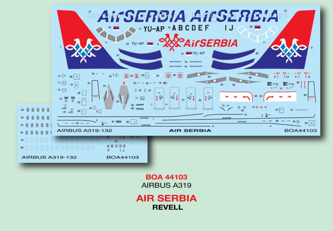 Accessoires - Décal Airbus A319 Air Serbie était 5,99 £. SAUVER TEMPOR