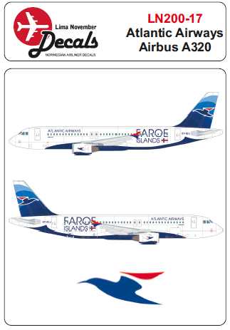 Accessoires - Décal Atlantic Airways Airbus A320 pour le kit Hasegawa.