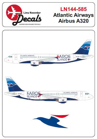 Accessoires - Décal A320 d'Atlantic Airways pour le kit Zvezda ou Reve