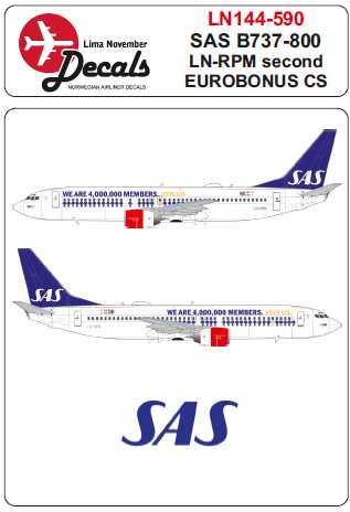 Accessoires - Décal SAS Boeing 737-800 LN-RPM deuxième Eurobonus cs po