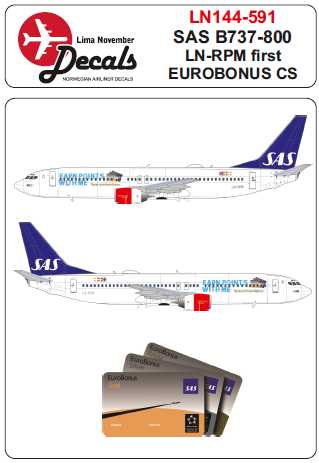 Accessoires - Décal SAS Boeing 737-800 LN-RPM premier Eurobonus cs pou