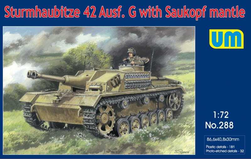 Maquette militaire - Sturmhaubitze 42 Auf.G avec manteau de Saukopf-1/