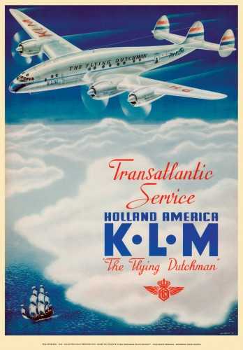 Posters et wallscrolls - KLM Transatlantic Service-Holland Amérique - 
