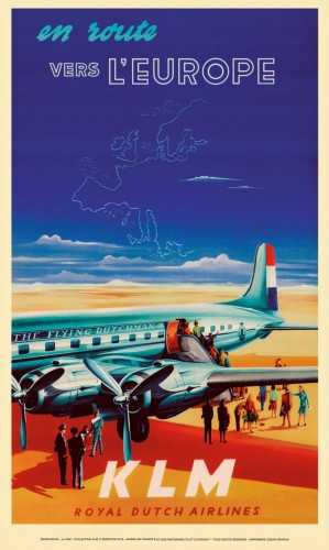 Posters et wallscrolls - KLM en route vers l'Europe - 1950--Musee Air 