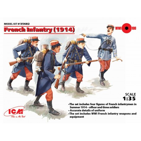 Figurine Infanterie française 1914 (4 x Figures) complètement nouveau kit de moule