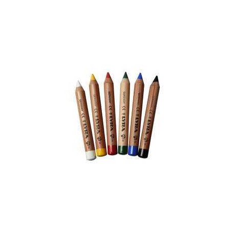  Crayons de maquillage, L: 9 cm, couleurs classiques, Couleurs de base, 6pièces