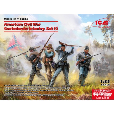 Maquette American Civil War Confederate Infantry.Set 2 (100% nouveaux moules)